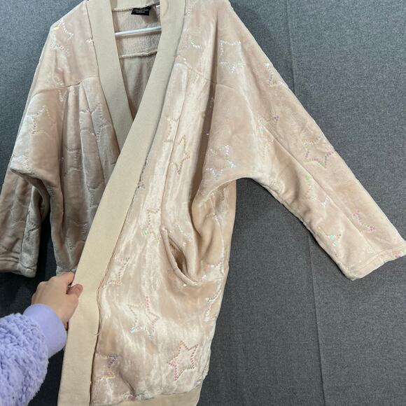 BumbleBella by Jill Martin Velvet Soft Cardigan with Sequin Charming Ivory XS/S - Picture 6 of 13